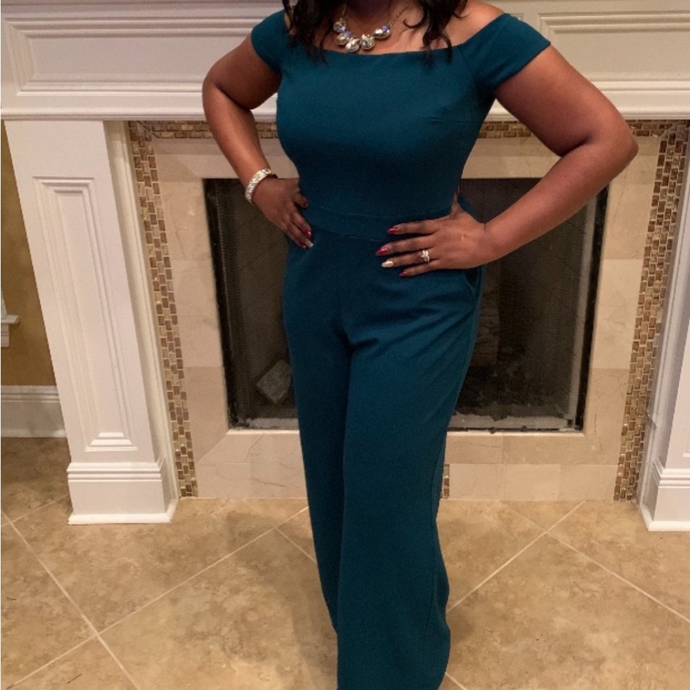 Emerald green wide leg jumpsuit